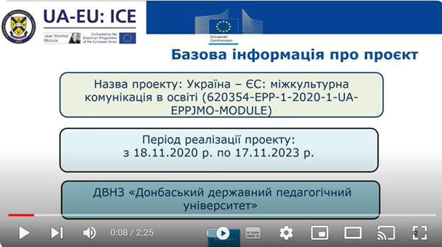 New video “Experience of Implementing the Erasmus+ Project “Ukraine − EU: Intercultural Communication in Education”